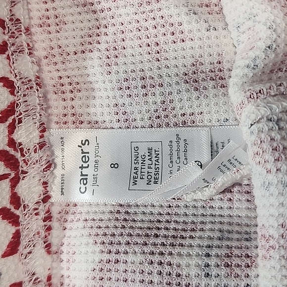 Carter's Christmas Red and White Girls Pajama Set 8 - Picture 5 of 7